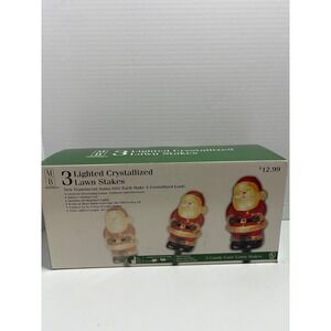 Merry‎ Brite Lighted Santa Lawn Stakes Crystallized Look Christmas Decor